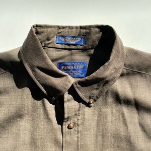 Men’s Size Large Pendleton Virgin Wool Button Up In Brown